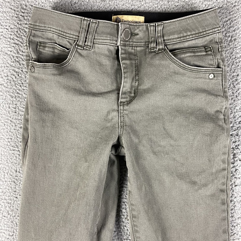 Democracy Ab Technology Jeans Women 6 Gray Straight Ankle Raw Hem Stretch Denim